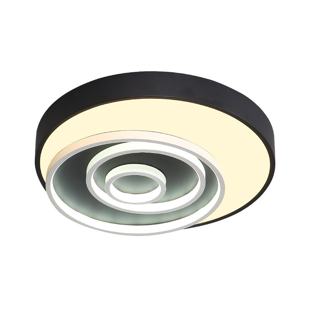 16"/19.5" Multi-Ring Flush Mount Fixture in Black - Acrylic, 1 Light, Round, Ceiling Lights with Warm/White/Natural Glow