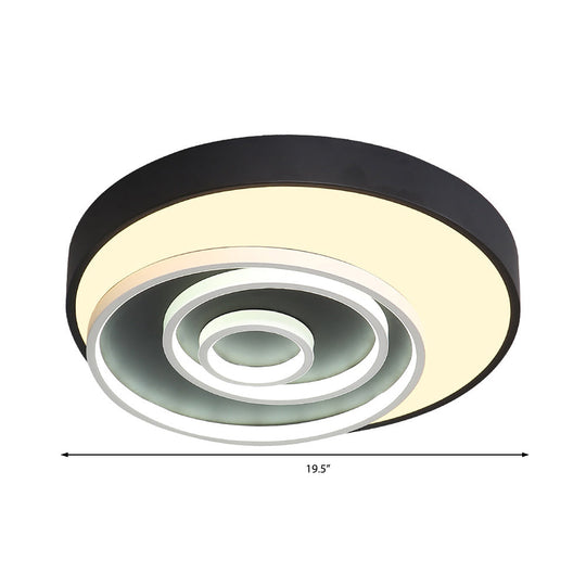 16"/19.5" Multi-Ring Flush Mount Fixture in Black - Acrylic, 1 Light, Round, Ceiling Lights with Warm/White/Natural Glow