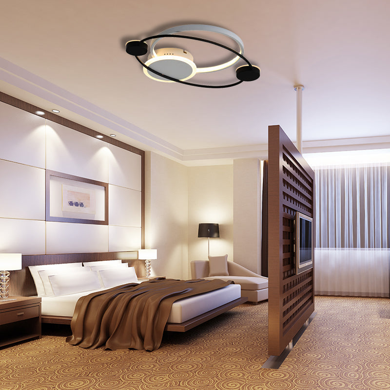 Orbit Integrated LED Flush Light – Warm/White – Metal & Acrylic – Nordic Style – Black & White/Gray