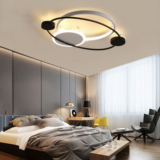 Orbit Integrated LED Flush Light – Warm/White – Metal & Acrylic – Nordic Style – Black & White/Gray