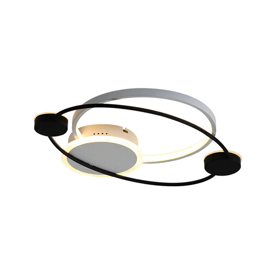 Orbit Integrated LED Flush Light – Warm/White – Metal & Acrylic – Nordic Style – Black & White/Gray