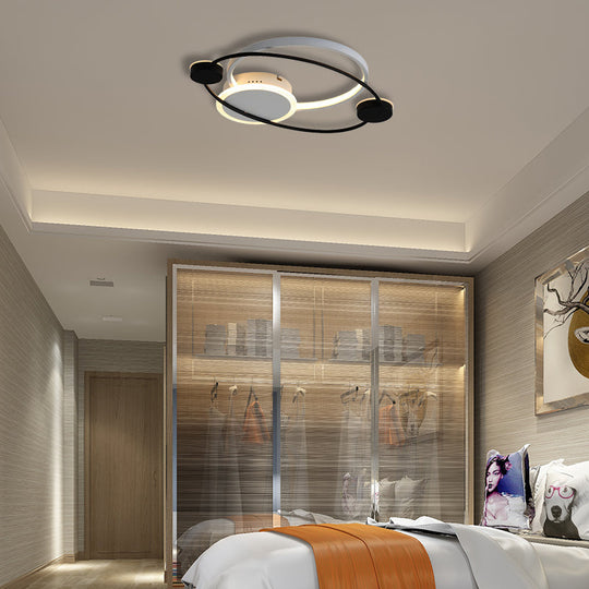 Orbit Integrated LED Flush Light – Warm/White – Metal & Acrylic – Nordic Style – Black & White/Gray