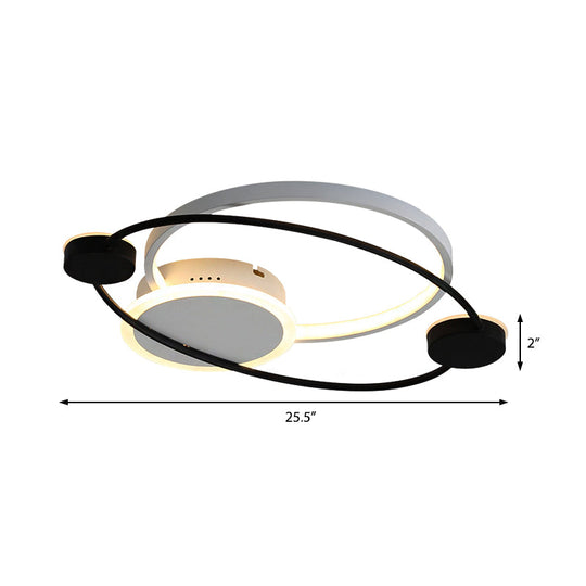 Orbit Integrated LED Flush Light – Warm/White – Metal & Acrylic – Nordic Style – Black & White/Gray