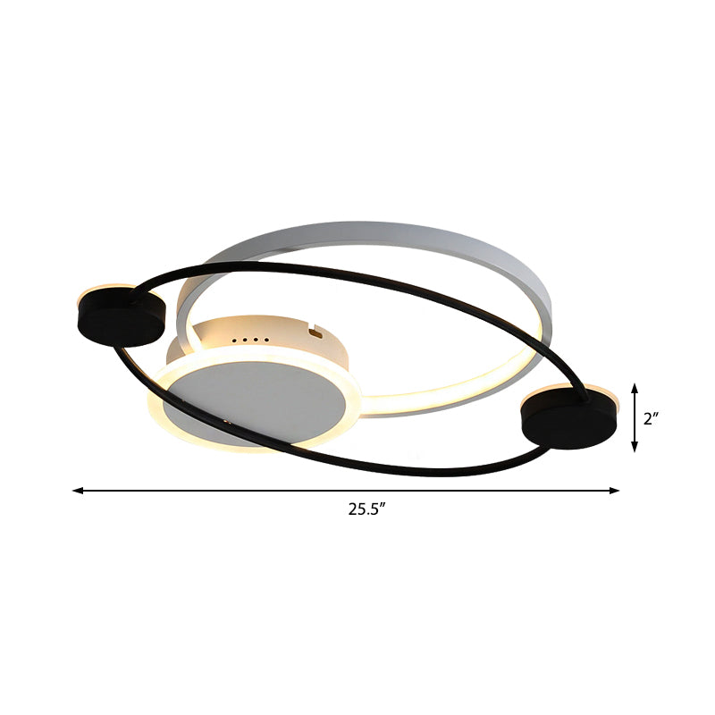 Orbit Integrated Led Flush Light Warm/White Metal & Acrylic Nordic Style Black White/Gray