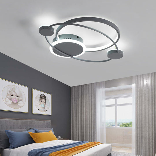 Orbit Integrated LED Flush Light – Warm/White – Metal & Acrylic – Nordic Style – Black & White/Gray
