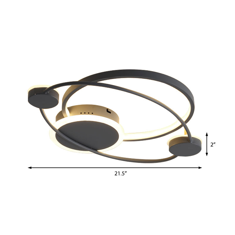 Orbit Integrated LED Flush Light – Warm/White – Metal & Acrylic – Nordic Style – Black & White/Gray