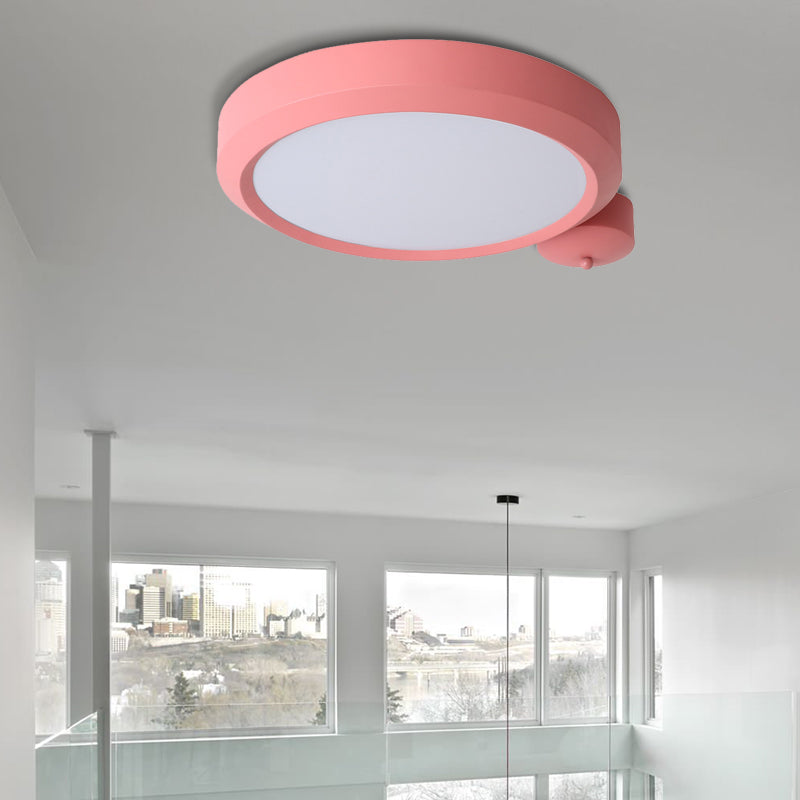 Nordic Style Round Flushmount LED Ceiling Light in Blue/Red/Yellow with Metal Finish - Available in 20.5" and 25" Sizes