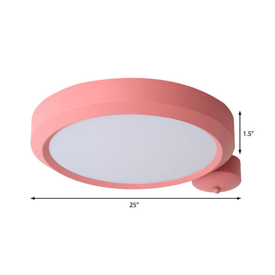 Nordic Style Round Flushmount LED Ceiling Light in Blue/Red/Yellow with Metal Finish - Available in 20.5" and 25" Sizes