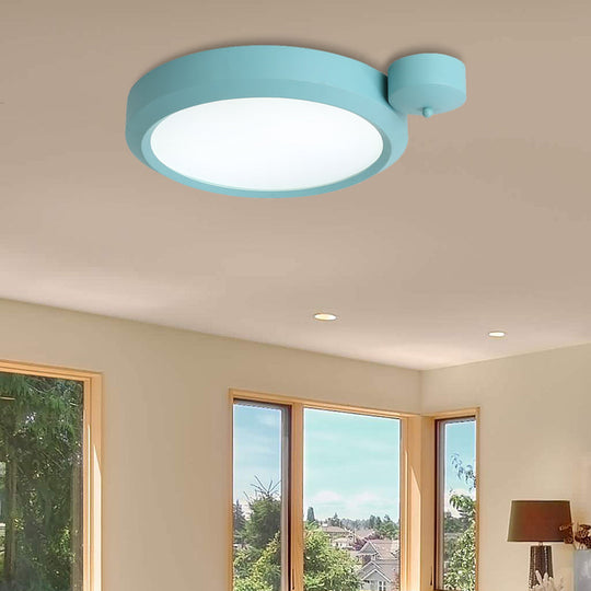 Nordic Style Round Flushmount LED Ceiling Light in Blue/Red/Yellow with Metal Finish - Available in 20.5" and 25" Sizes