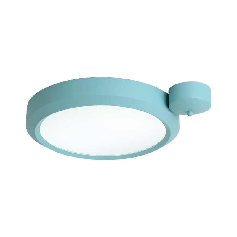 Nordic Style Round Flushmount Led Ceiling Light In Blue/Red/Yellow With Metal Finish - Available