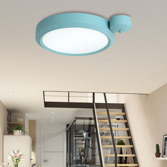 Nordic Style Round Flushmount LED Ceiling Light in Blue/Red/Yellow with Metal Finish - Available in 20.5" and 25" Sizes