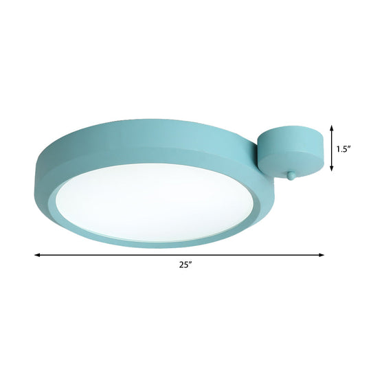 Nordic Style Round Flushmount LED Ceiling Light in Blue/Red/Yellow with Metal Finish - Available in 20.5" and 25" Sizes