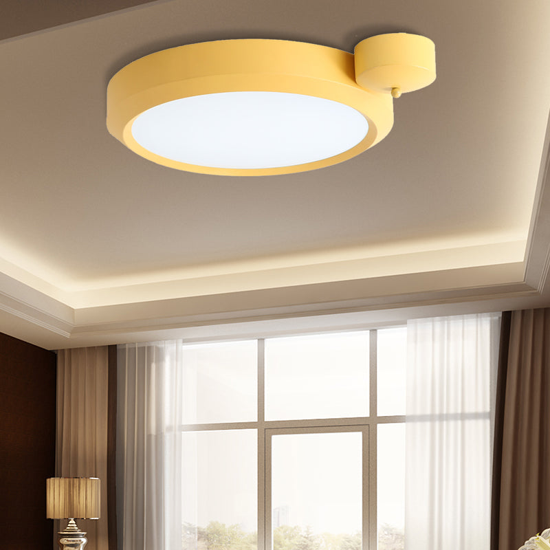 Nordic Style Round Flushmount LED Ceiling Light in Blue/Red/Yellow with Metal Finish - Available in 20.5" and 25" Sizes