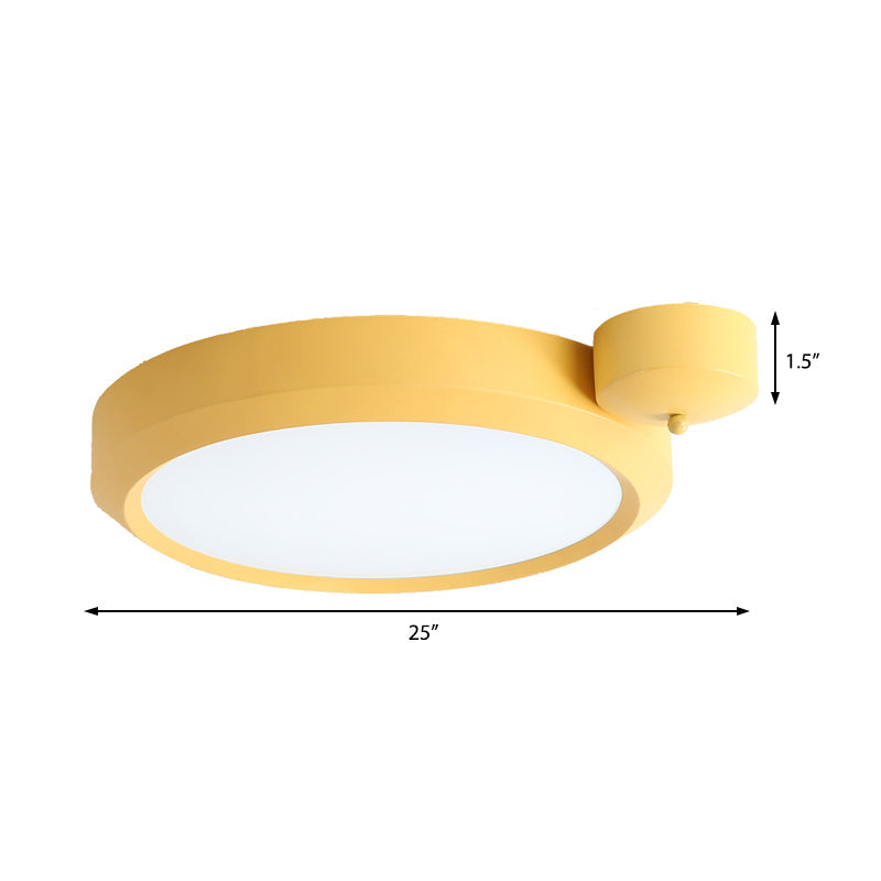 Nordic Style Round Flushmount LED Ceiling Light in Blue/Red/Yellow with Metal Finish - Available in 20.5" and 25" Sizes
