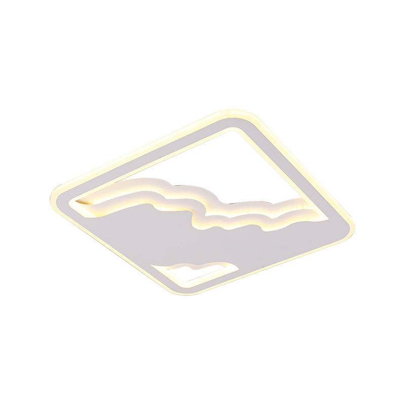 Modern LED White Flush Mount Ceiling Light, Ultra Thin Design, 19"/35.5" Wide