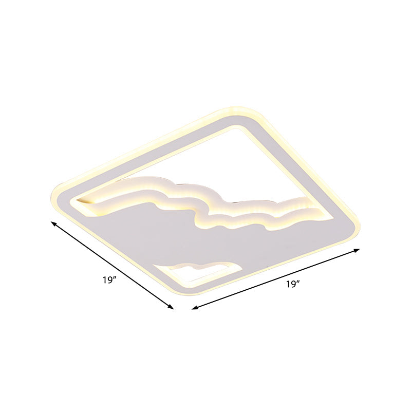 Modern LED White Flush Mount Ceiling Light, Ultra Thin Design, 19"/35.5" Wide