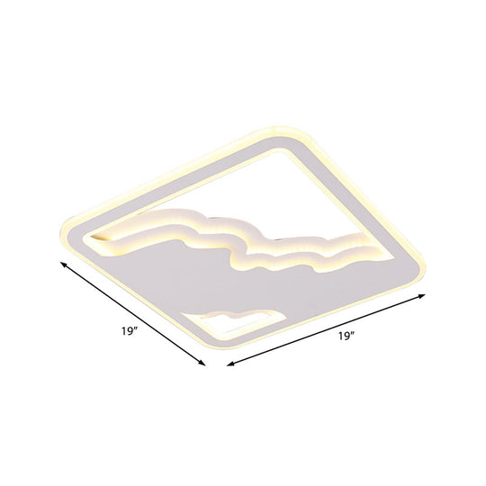 Modern LED White Flush Mount Ceiling Light, Ultra Thin Design, 19"/35.5" Wide