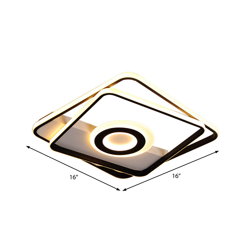 Minimalist LED Square Ceiling Flush Light - 16"/19.5"/23.5"/35.5" Wide - Warm/White Light