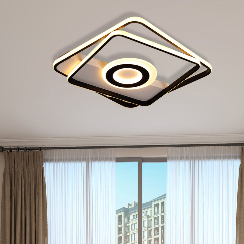 Minimalist LED Square Ceiling Flush Light - 16"/19.5"/23.5"/35.5" Wide - Warm/White Light