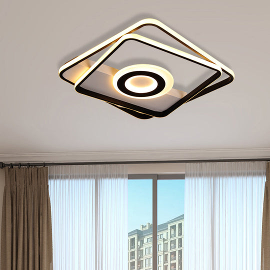 Minimalist LED Square Ceiling Flush Light - 16"/19.5"/23.5"/35.5" Wide - Warm/White Light