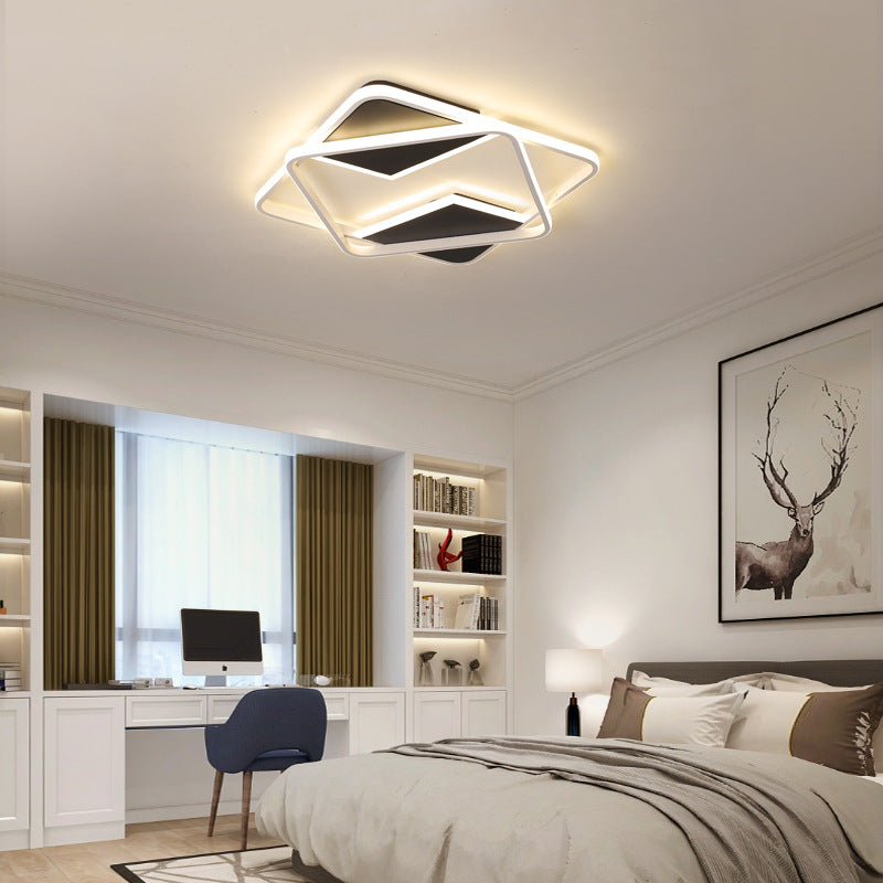 Modern Minimalist LED Ceiling Flush Light in Black/White - 16"/19.5"/23.5"/35.5" W