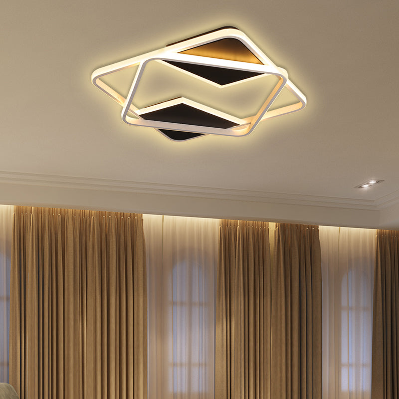 Modern Minimalist LED Ceiling Flush Light in Black/White - 16"/19.5"/23.5"/35.5" W