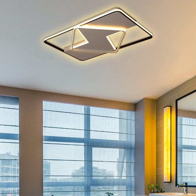 Modern Minimalist LED Ceiling Flush Light in Black/White - 16"/19.5"/23.5"/35.5" W