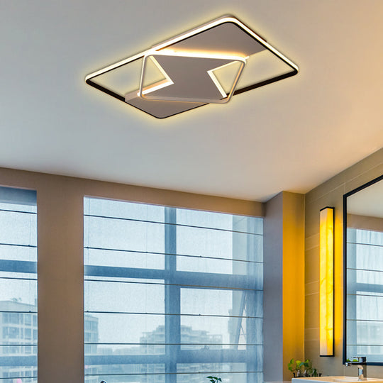 Modern Minimalist Led Ceiling Flush Light In Black/White - 16/19.5/23.5/35.5 W Black / 35.5 White