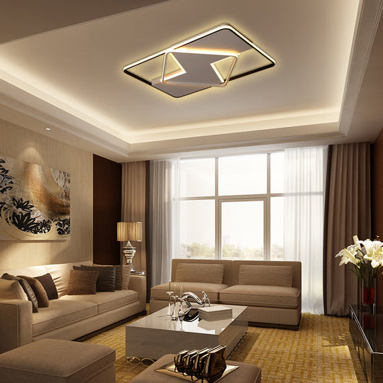 Modern Minimalist Led Ceiling Flush Light In Black/White - 16/19.5/23.5/35.5 W