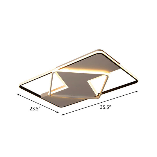 Modern Minimalist LED Ceiling Flush Light in Black/White - 16"/19.5"/23.5"/35.5" W