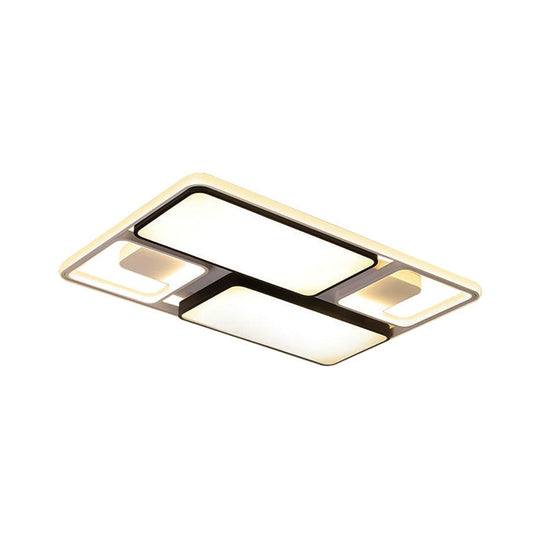 Contemporary LED Flush Mount Ceiling Light in Black/White, 19.5"/45" Wide