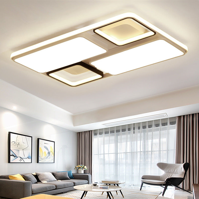 Contemporary LED Flush Mount Ceiling Light in Black/White, 19.5"/45" Wide