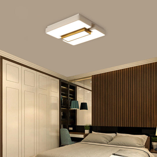 Modern White Flush Mount LED Ceiling Lamp for Warm/White Lighting in Living Room