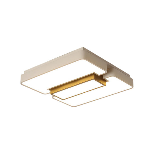 Modern White Flush Mount LED Ceiling Lamp for Warm/White Lighting in Living Room