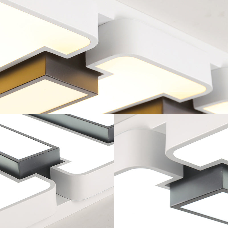 Modern White Flush Mount LED Ceiling Lamp for Warm/White Lighting in Living Room