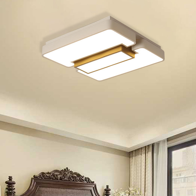 Modern White Flush Mount LED Ceiling Lamp for Warm/White Lighting in Living Room
