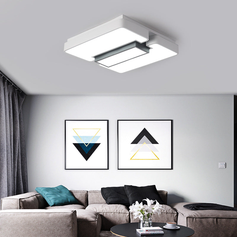 Modern White Flush Mount Led Ceiling Lamp For Warm/White Lighting In Living Room