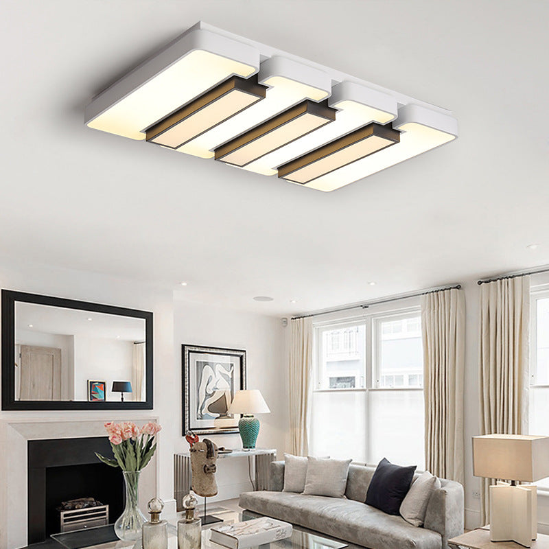 Modern White Flush Mount LED Ceiling Lamp for Warm/White Lighting in Living Room