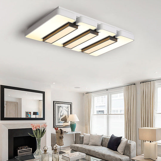 Modern White Flush Mount LED Ceiling Lamp for Warm/White Lighting in Living Room