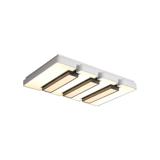 Modern White Flush Mount LED Ceiling Lamp for Warm/White Lighting in Living Room