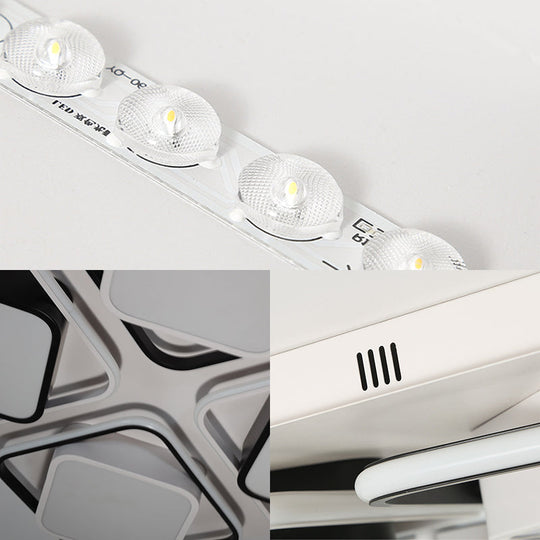 Modern Black & White Cube LED Flushmount Ceiling Light in 27.5"/41" Sizes