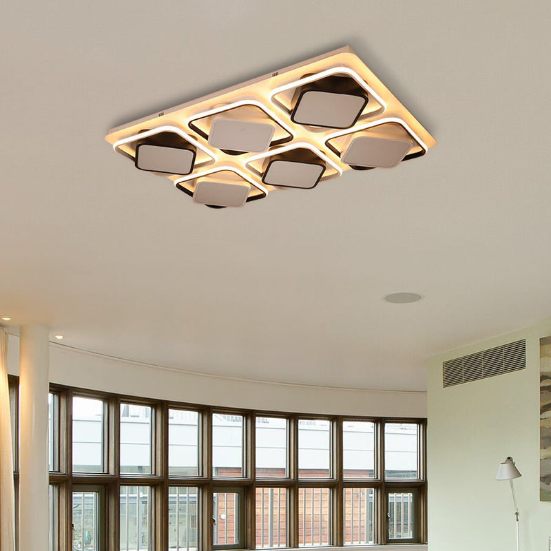 Modern Black & White Cube LED Flushmount Ceiling Light in 27.5"/41" Sizes