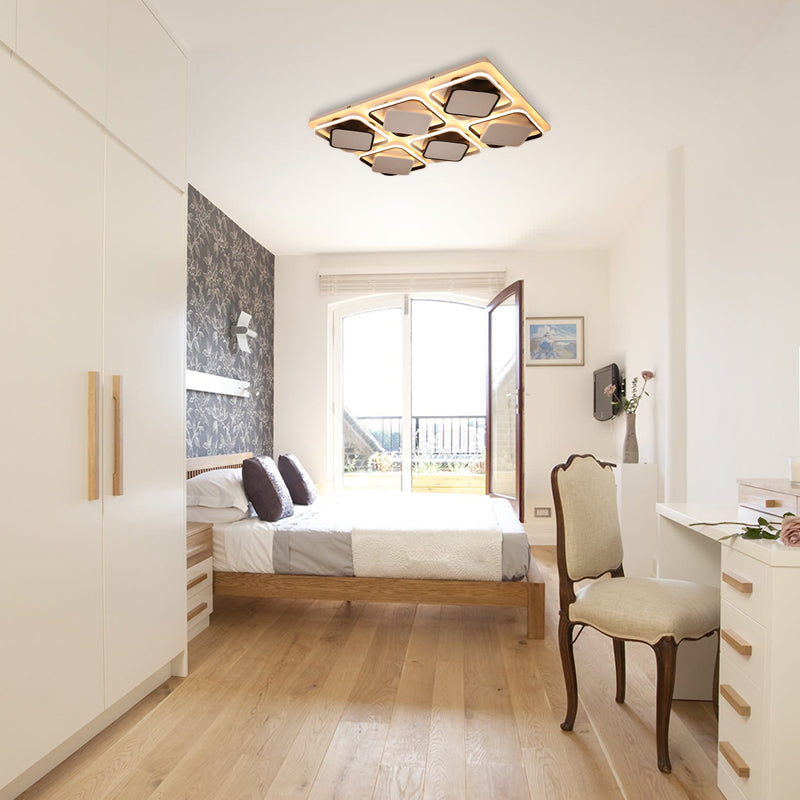 Modern Black & White Cube LED Flushmount Ceiling Light in 27.5"/41" Sizes