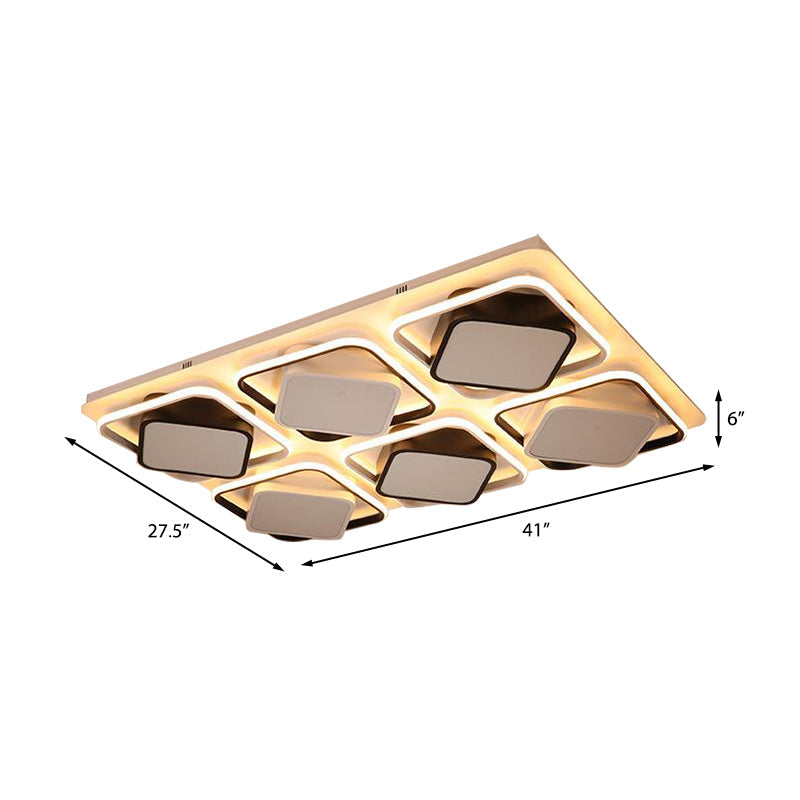 Modern Black & White Cube LED Flushmount Ceiling Light in 27.5"/41" Sizes