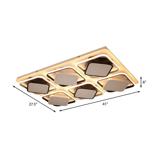 Modern Black & White Cube LED Flushmount Ceiling Light in 27.5"/41" Sizes