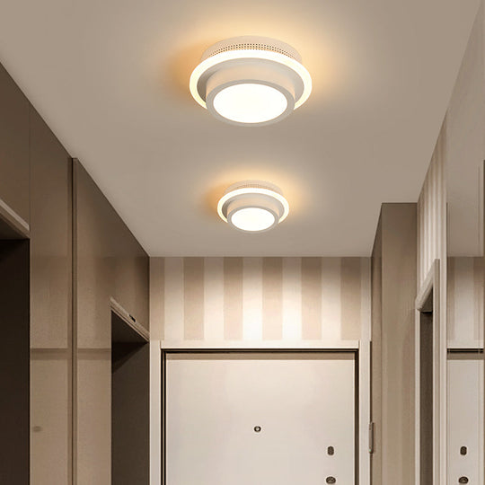Modern LED Flush Ceiling Lamp in Black/White - Round, Square, or Triangle Acrylic Design for Corridor and Foyer