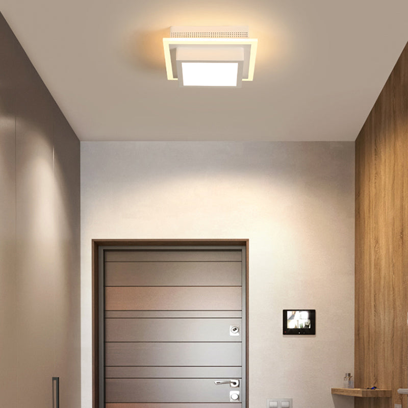 Modern LED Flush Ceiling Lamp in Black/White - Round, Square, or Triangle Acrylic Design for Corridor and Foyer