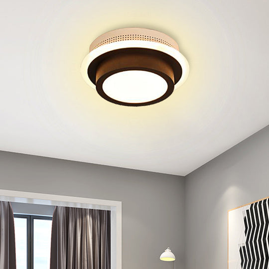 Modern LED Flush Ceiling Lamp in Black/White - Round, Square, or Triangle Acrylic Design for Corridor and Foyer