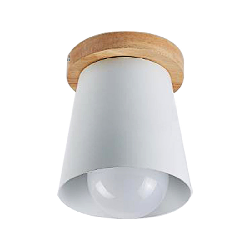 Contemporary Conical Ceiling Light, Gray/White/Green - Metal Flush Mount for Bedroom