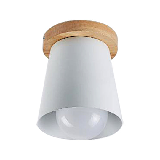 Contemporary Conical Ceiling Light, Gray/White/Green - Metal Flush Mount for Bedroom